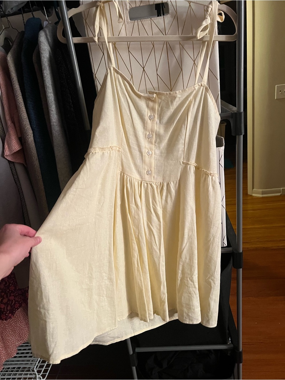 Urban Outfitters Butter Yellow Mini Dress Size M Linen